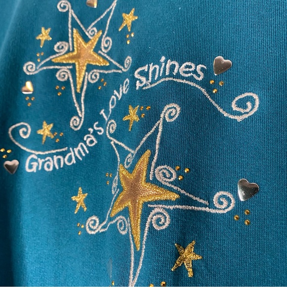Embroidered Vintage Grandma Teal Sweatshirt - Picture 3 of 6